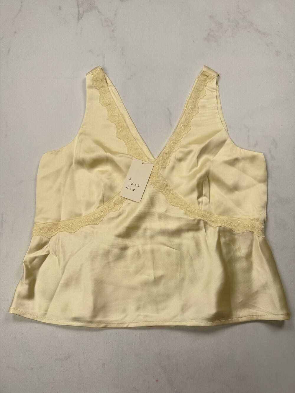 A New Day Satin Blouse Cream Modern Feminine - Womens M